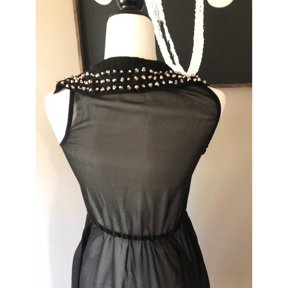 DEX high low sheer dress with studded collar - Picture 3 of 9